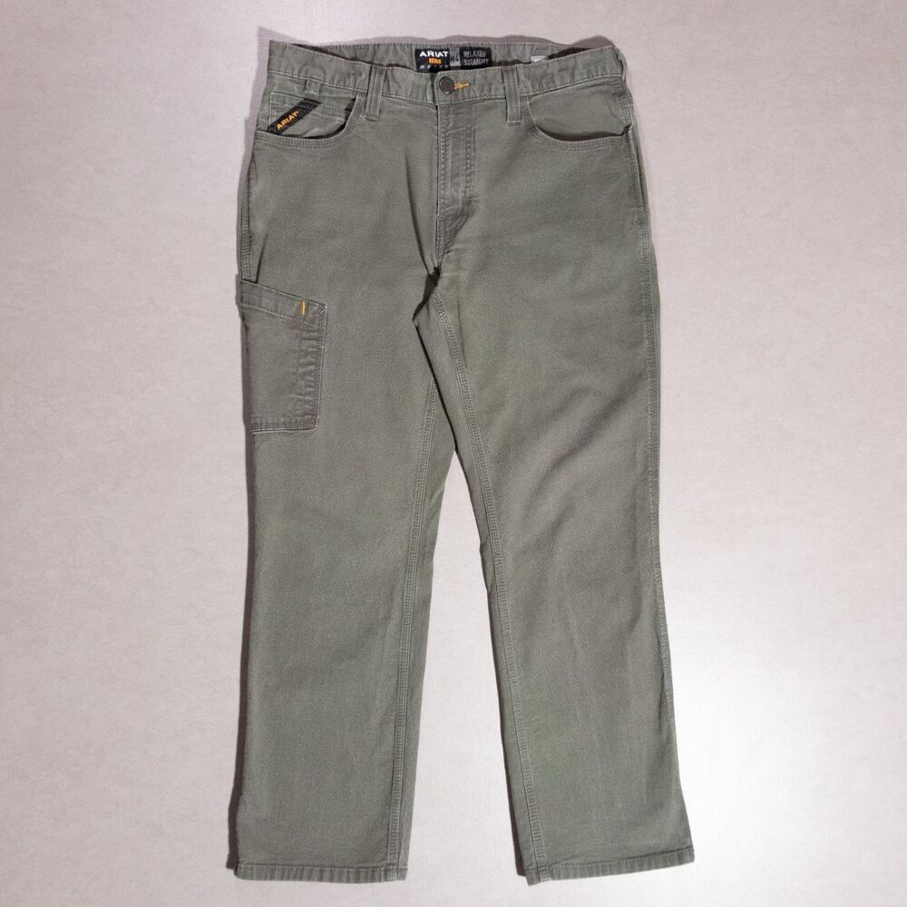 Ariat Rebar M4 Relaxed Straight DuraStretch Made Tough Green Work Pants 34x29